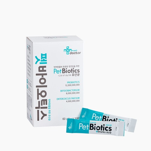 [마이펫닥터] 펫바이오틱스 강아지 고양이 영양제 특허 유산균 종합 면역력 비피더스, 60g, 1ea
